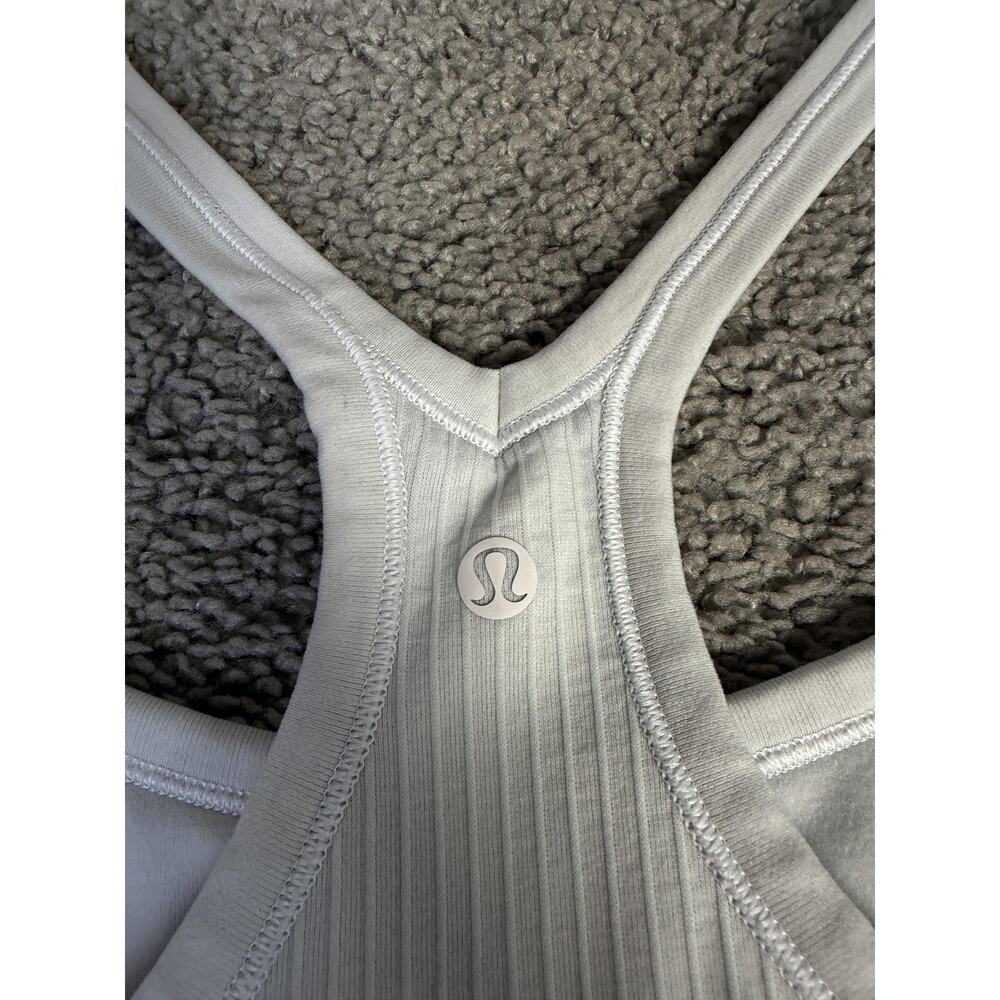 Lululemon Ebb To Street Tank Top Womens 12 White Ribbed B/C Cup Built-In Bra - Picture 5 of 11